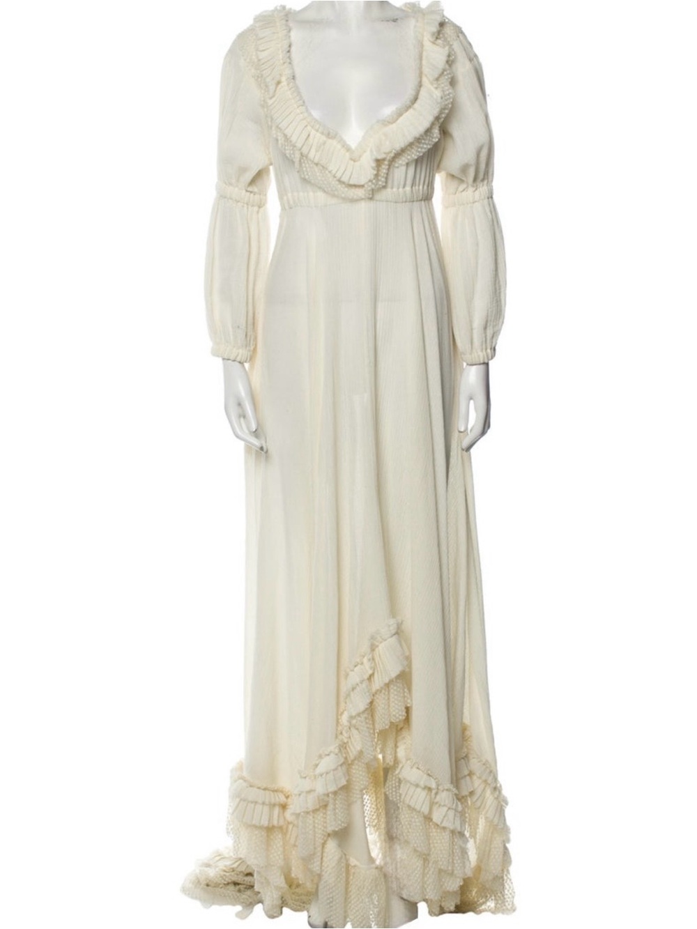 Philosophy di Lorenzo Serafini Cream Ruffle-Trim Maxi Dress
